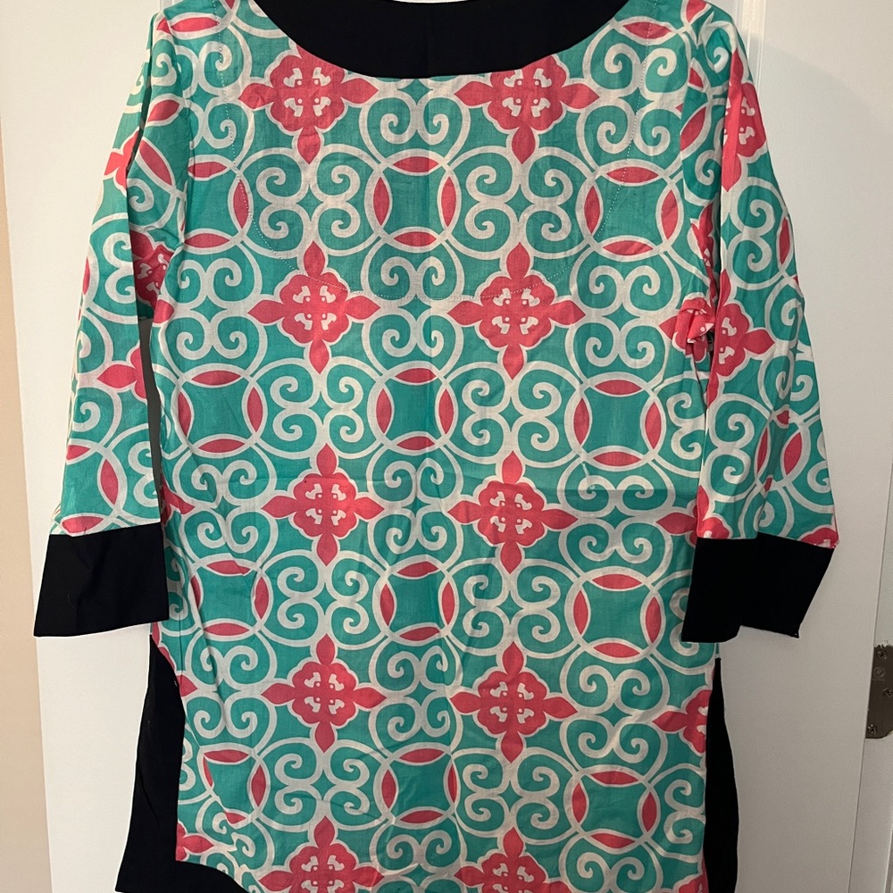 NWT Blue, Pink, and White Simply Southern 3/4 Sleeve Tunic Blouse Size: M - Picture 3 of 4